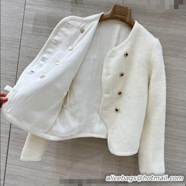 Top Quality Chanel Mohair Wool Jacket CH122702 White 2025