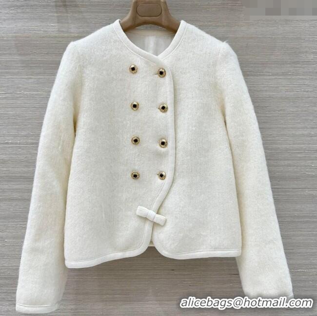 Top Quality Chanel Mohair Wool Jacket CH122702 White 2025