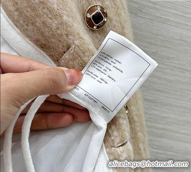 Luxury Cheap Chanel Mohair Wool Jacket CH122702 Beige 2025