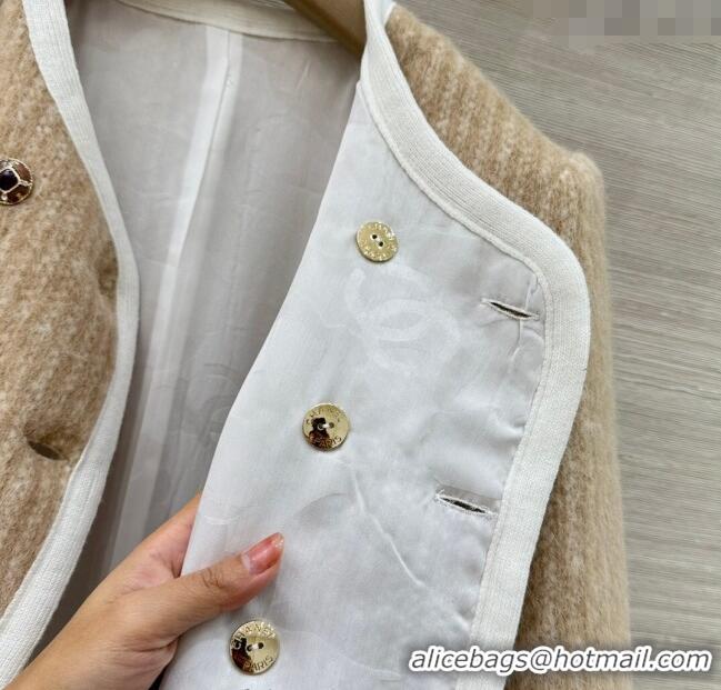 Luxury Cheap Chanel Mohair Wool Jacket CH122702 Beige 2025