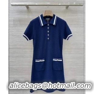 Unique Discount Chanel Cotton Cashmere Dress CH122704 Blue 2025