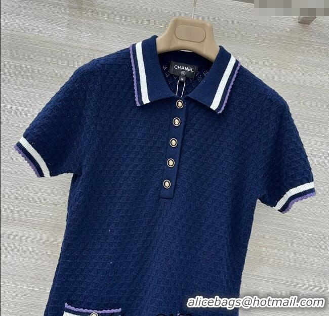 Unique Discount Chanel Cotton Cashmere Dress CH122704 Blue 2025