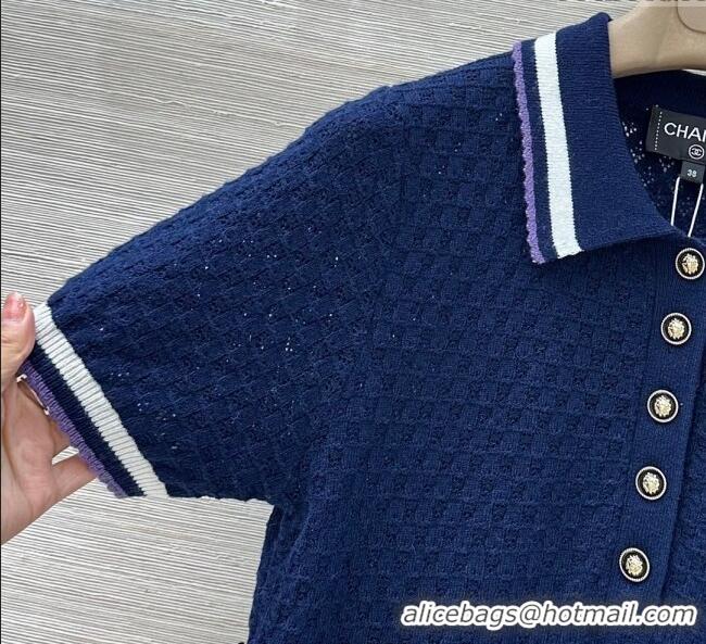 Unique Discount Chanel Cotton Cashmere Dress CH122704 Blue 2025