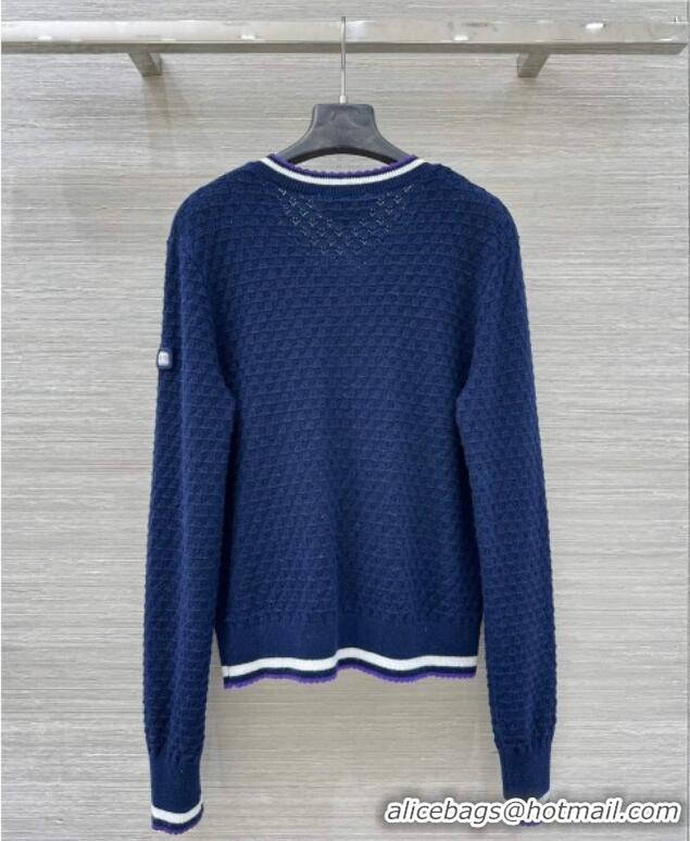 Luxury Discount Chanel Cotton Cashmere Cardigan CH122704 Blue 2025