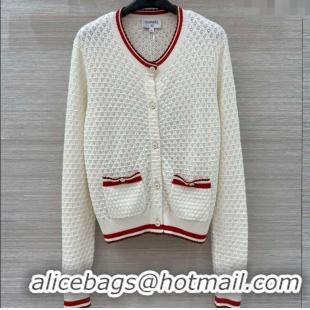 Top Grade Chanel Cotton Cashmere Cardigan CH122704 White 2025