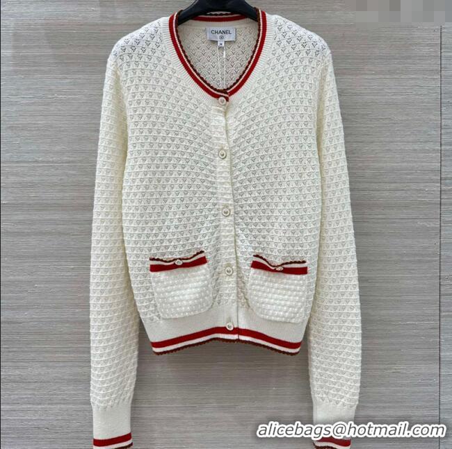 Top Grade Chanel Cotton Cashmere Cardigan CH122704 White 2025