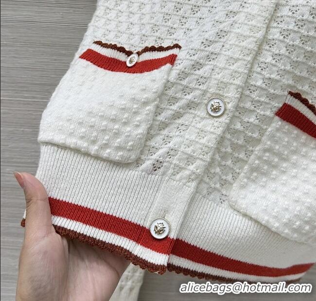 Top Grade Chanel Cotton Cashmere Cardigan CH122704 White 2025