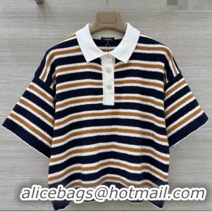 Buy Cheapest Chanel Cotton Striped Polo T-Shirt CH122705 Blue 2025