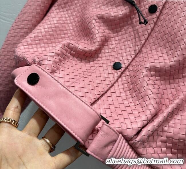 Reasonable Price Bottega Veneta Lambskin Leather Woven Jacket BV122701 Pink 2025