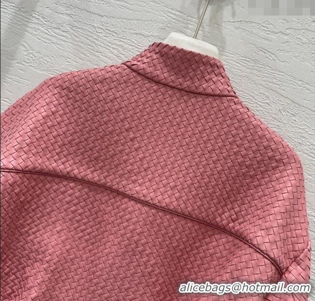 Reasonable Price Bottega Veneta Lambskin Leather Woven Jacket BV122701 Pink 2025