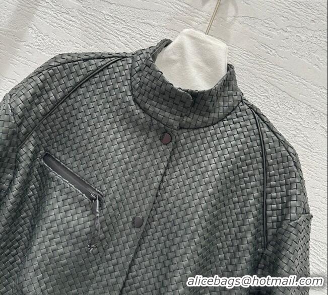 Luxury Cheap Bottega Veneta Lambskin Leather Woven Jacket BV122701 Green 2025