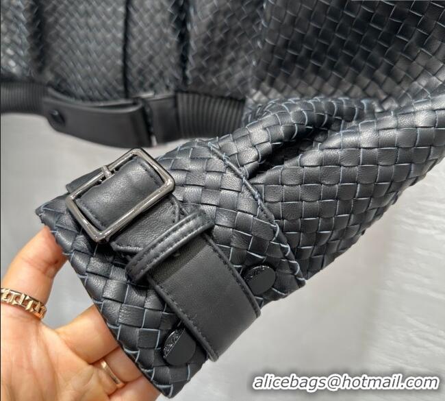 Top Grade Bottega Veneta Lambskin Leather Woven Jacket BV122701 Black 2025