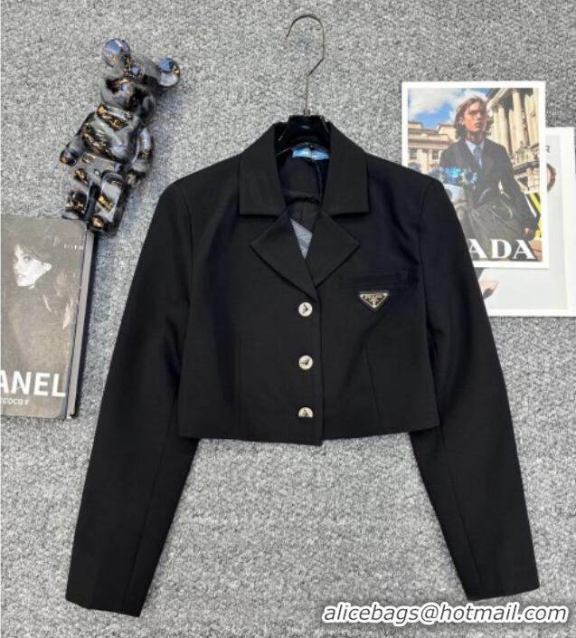 ​Luxury Discount Prada Short Jacket and Skirt Set PR122703 Black 2025