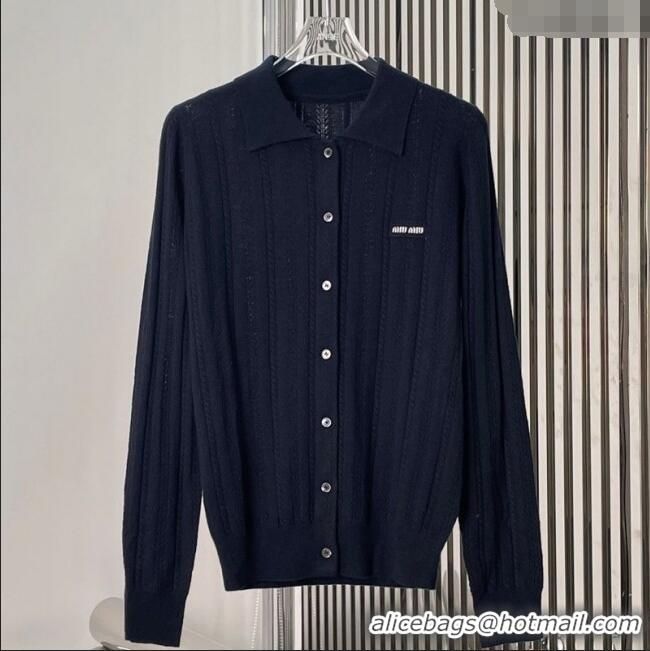 Famous Brand Miu Miu Cashmere Cardigan MM122701 Black 2025