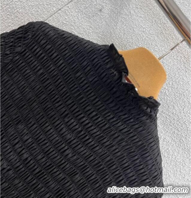 Luxury Cheap Miu Miu Pleated Dress MM122704 Black 2025