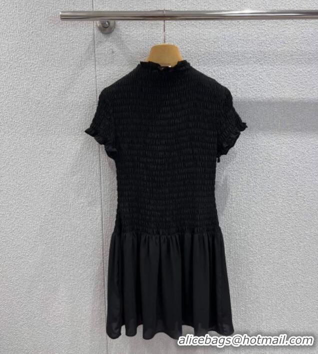 Luxury Cheap Miu Miu Pleated Dress MM122704 Black 2025