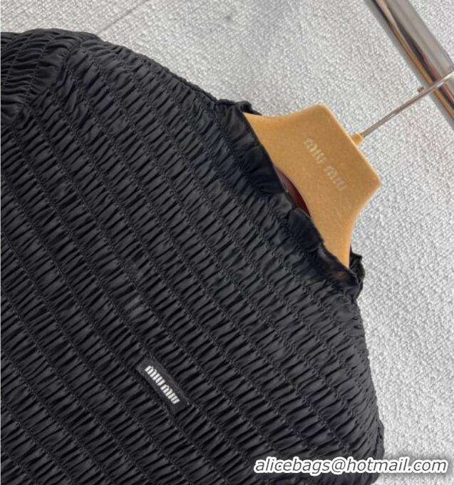 Luxury Cheap Miu Miu Pleated Dress MM122704 Black 2025