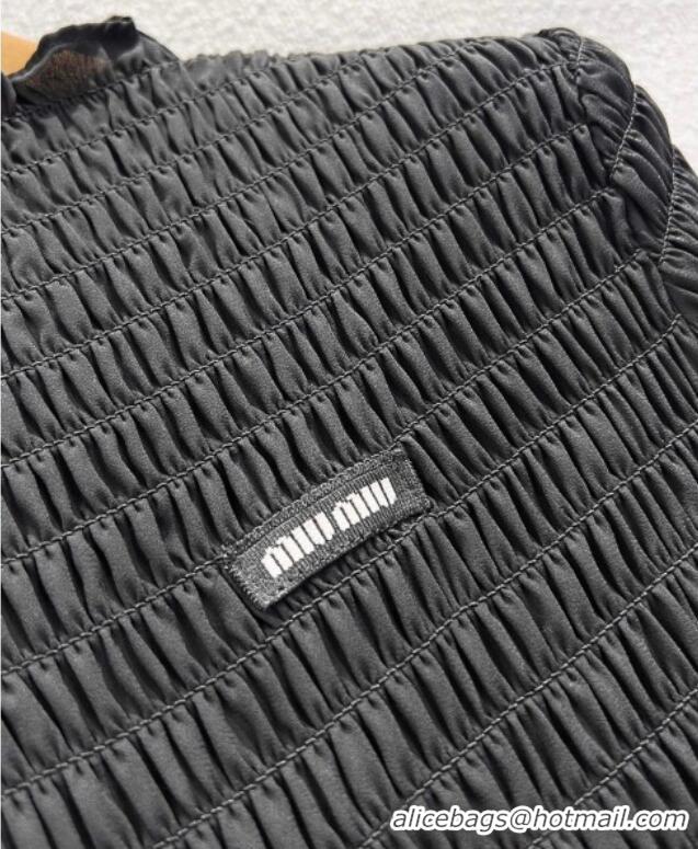 Luxury Cheap Miu Miu Pleated Dress MM122704 Black 2025