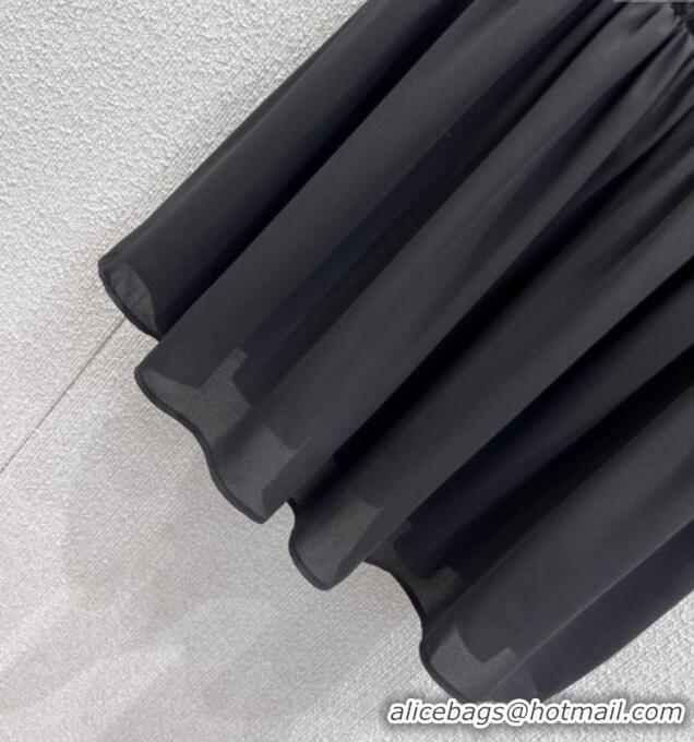 Luxury Cheap Miu Miu Pleated Dress MM122704 Black 2025