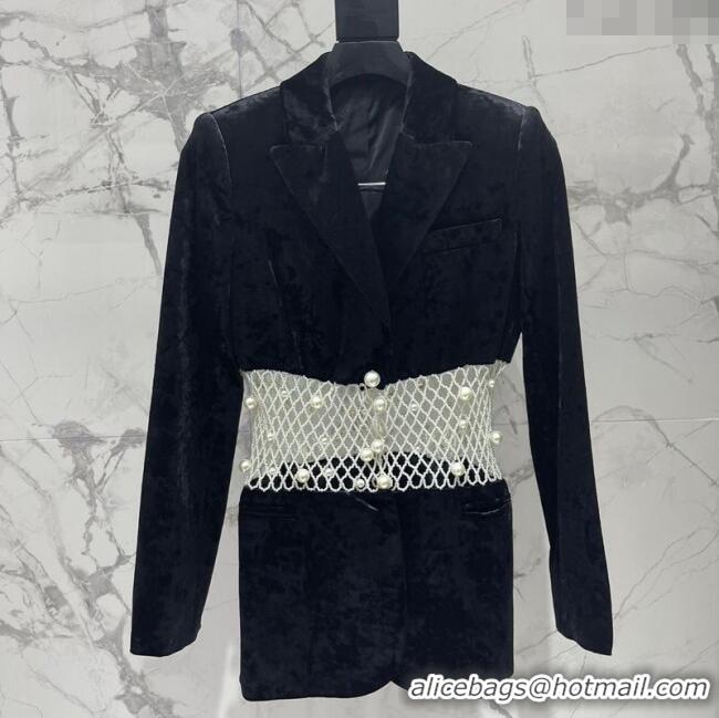 Traditional Specials Balmain Pearls Jacket BL122701 Black 2025