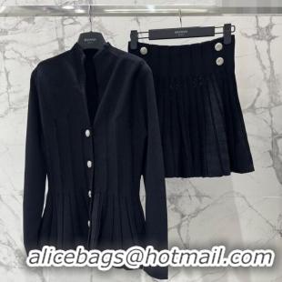 Best Product Balmain Knit Mini Skirt and Cardigan Set BL122702 Black 2025