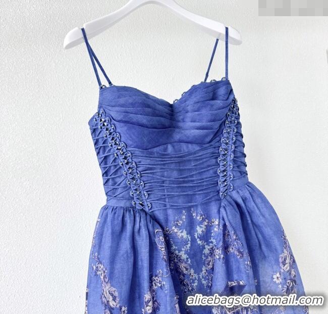 Super Quality Linen and Silk Dress 1227002 Blue 2025