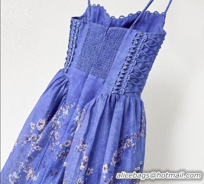 Super Quality Linen and Silk Dress 1227002 Blue 2025