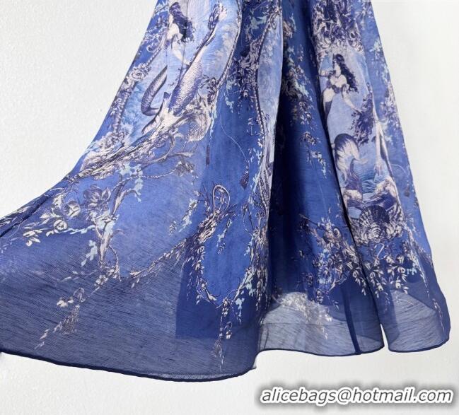 Super Quality Linen and Silk Dress 1227002 Blue 2025