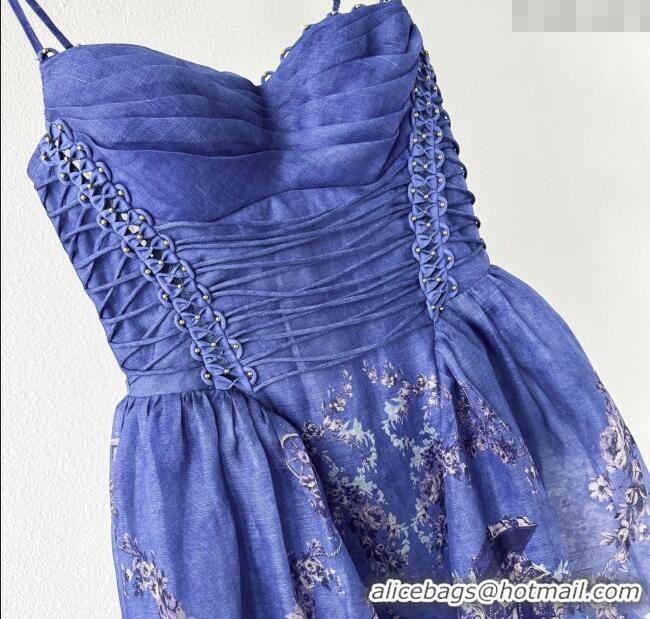 Super Quality Linen and Silk Dress 1227002 Blue 2025