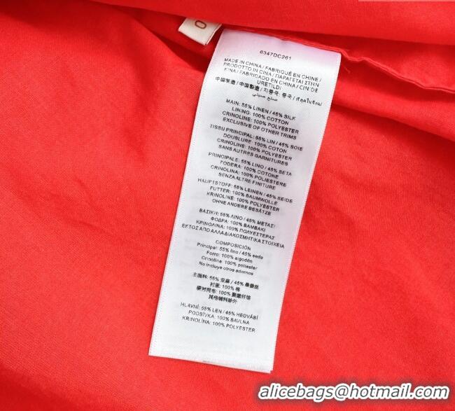 Top Quality Linen and Silk Dress 1227003 Red 2025