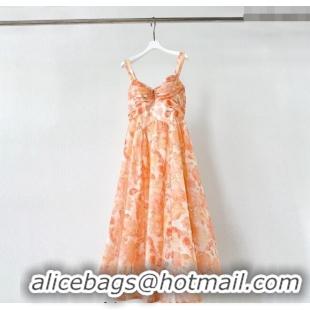 Super Quality Linen and Silk Dress 1227005 Orange 2025