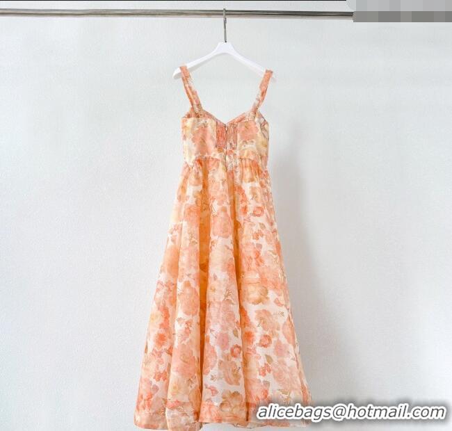 Super Quality Linen and Silk Dress 1227005 Orange 2025