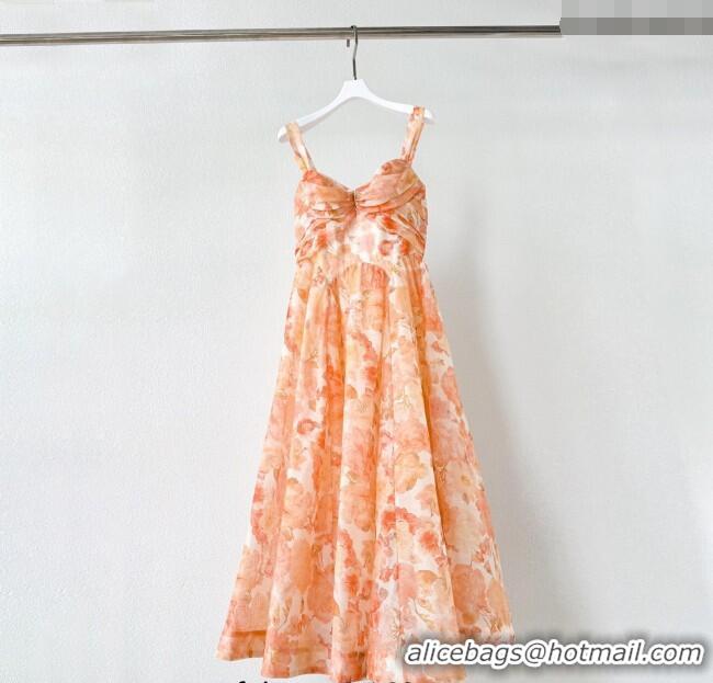 Super Quality Linen and Silk Dress 1227005 Orange 2025