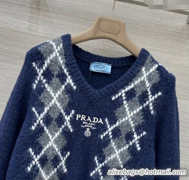 Affordable Price Prada Wool Cashmere Sweater PR122712 Blue 2025