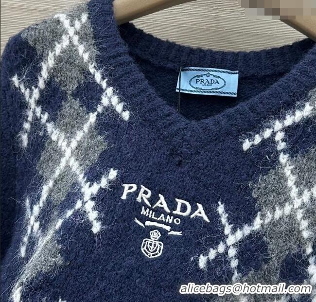 Affordable Price Prada Wool Cashmere Sweater PR122712 Blue 2025