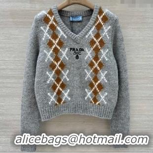 Top Quality Prada Wool Cashmere Sweater PR122712 Grey 2025