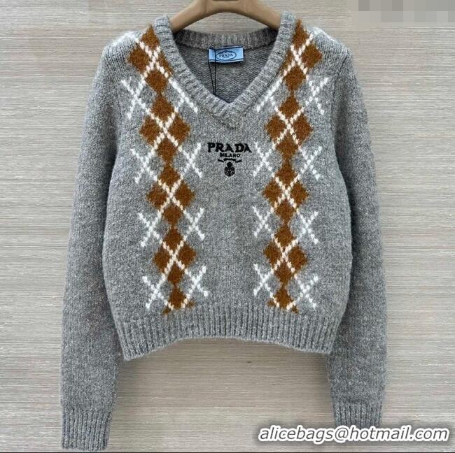 Top Quality Prada Wool Cashmere Sweater PR122712 Grey 2025