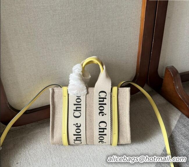 Buy Discount Chloe Woody Canvas Mini Tote Bag with Strap 6060 Yellow 2024