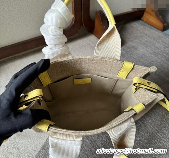 Best Quality Chloe Woody Canvas Small Tote Bag with Strap 6062 Yellow 2024