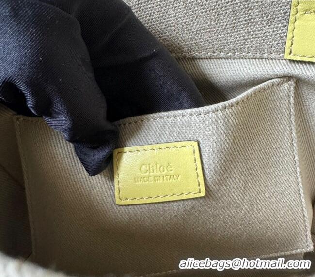 Best Quality Chloe Woody Canvas Small Tote Bag with Strap 6062 Yellow 2024