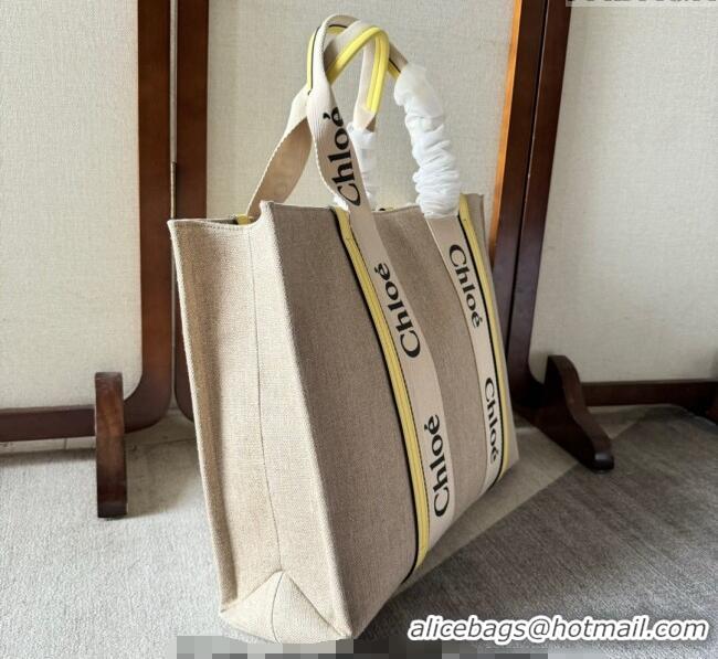Super Quality Chloe Woody Canvas Large Tote Bag 6064 Yellow 2024