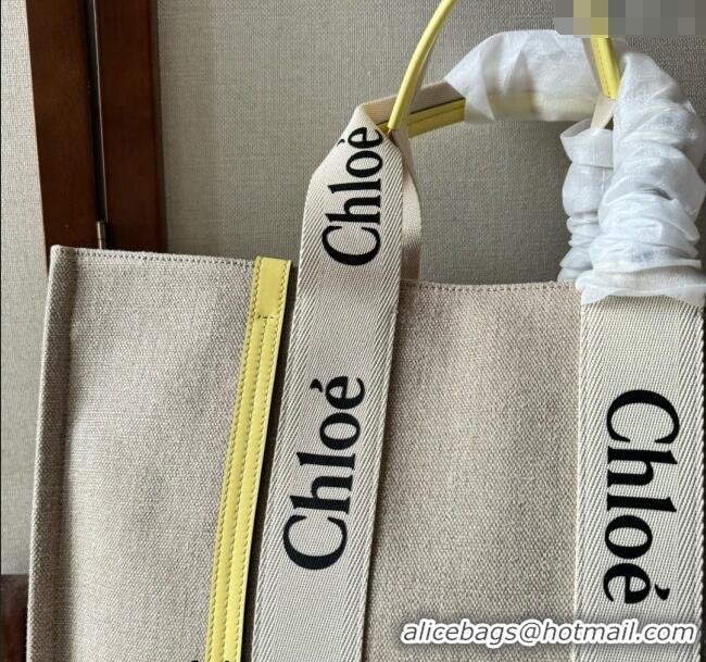Super Quality Chloe Woody Canvas Large Tote Bag 6064 Yellow 2024