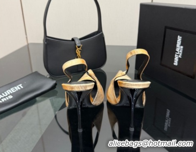 Classic Hot Saint Laurent Deroche Heel Slingbacks Pump 10.5cm in Patent Leather Yellow Print YSL121201 1212077
