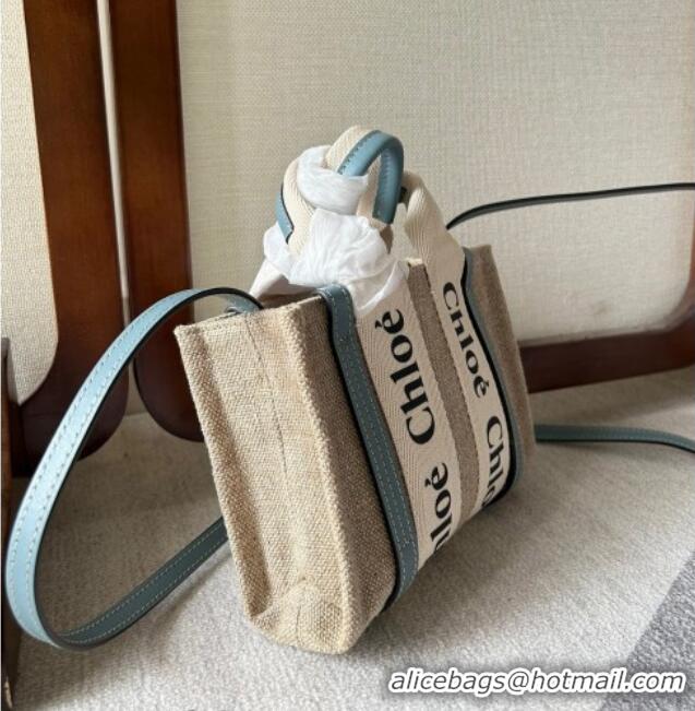 Promotional Chloe Woody Canvas Mini Tote Bag with Strap 6060 Light Blue 2024