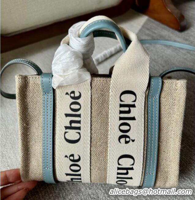 Promotional Chloe Woody Canvas Mini Tote Bag with Strap 6060 Light Blue 2024