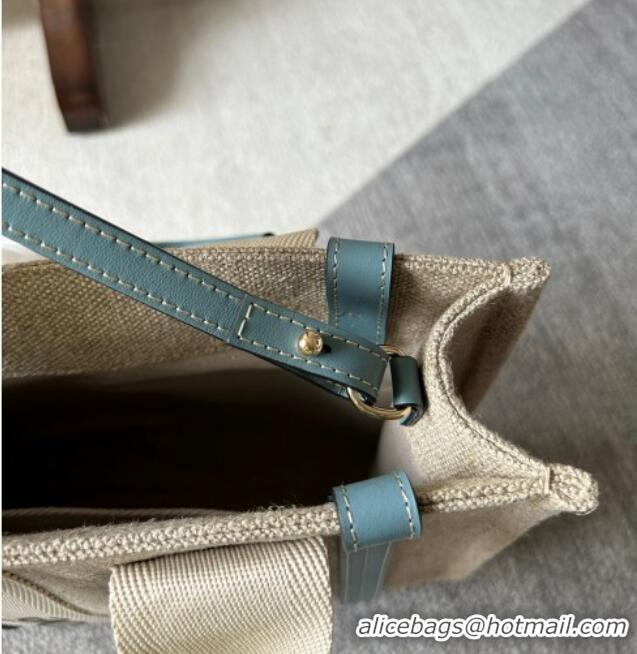 Famous Brand Chloe Woody Canvas Small Tote Bag with Strap 6062 Light Blue 2024