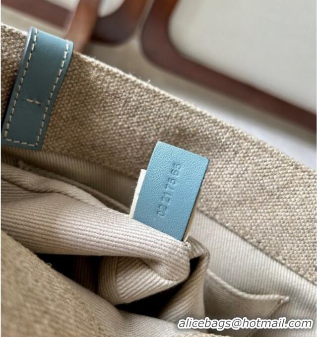 Famous Brand Chloe Woody Canvas Small Tote Bag with Strap 6062 Light Blue 2024
