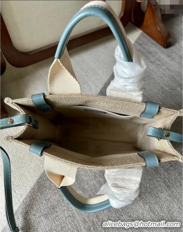 Famous Brand Chloe Woody Canvas Small Tote Bag with Strap 6062 Light Blue 2024