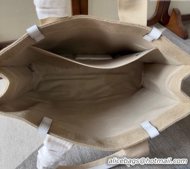 Good Quality Chloe Woody Canvas Large Tote Bag 6064 White 2024