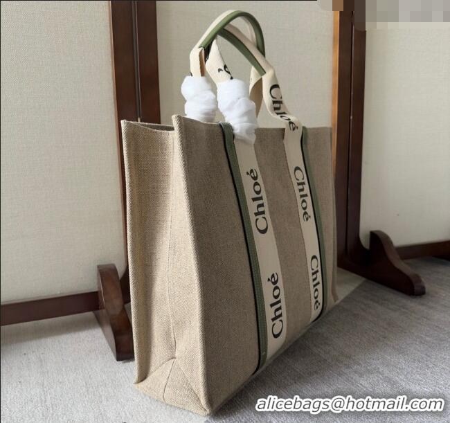 Unique Discount Chloe Woody Canvas Large Tote Bag 6064 Green 2024